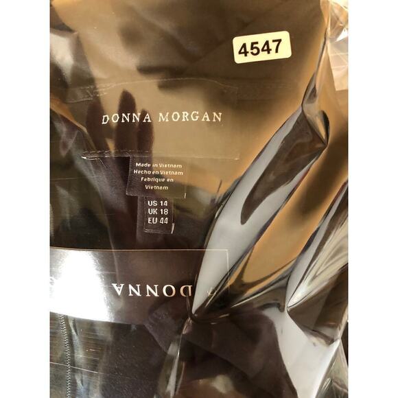 Donna Morgan Elkin Dress Ruffle Sleeve 2 Tier Fit & Flare Mini Black NWT Size 14 - Picture 12 of 12